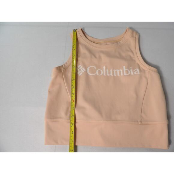 Columbia Crop Top Sz Large Omni-Wick Peach Color Spellout Logo Sleeveless - Picture 3 of 14